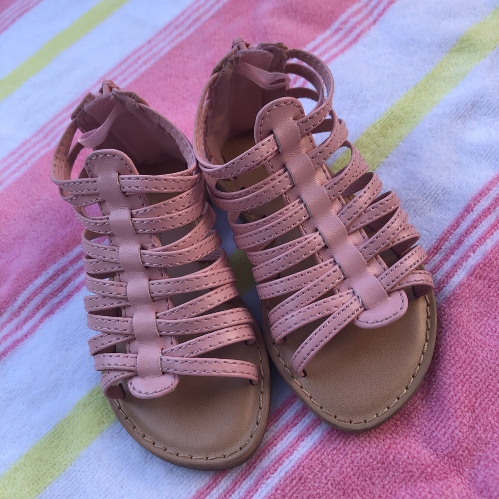 Girls Pink Strappy Gladiator Sandals